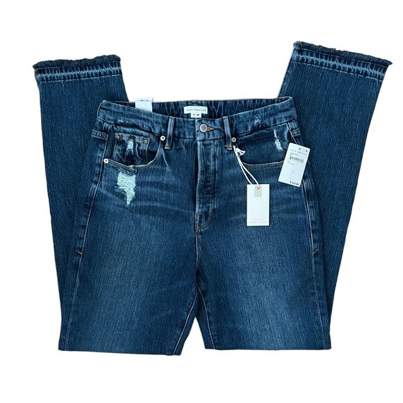 NWT Good American Good Boy Twisted Slit Style GBDS991T Color Blue 404 Si… - Picture 3 of 10